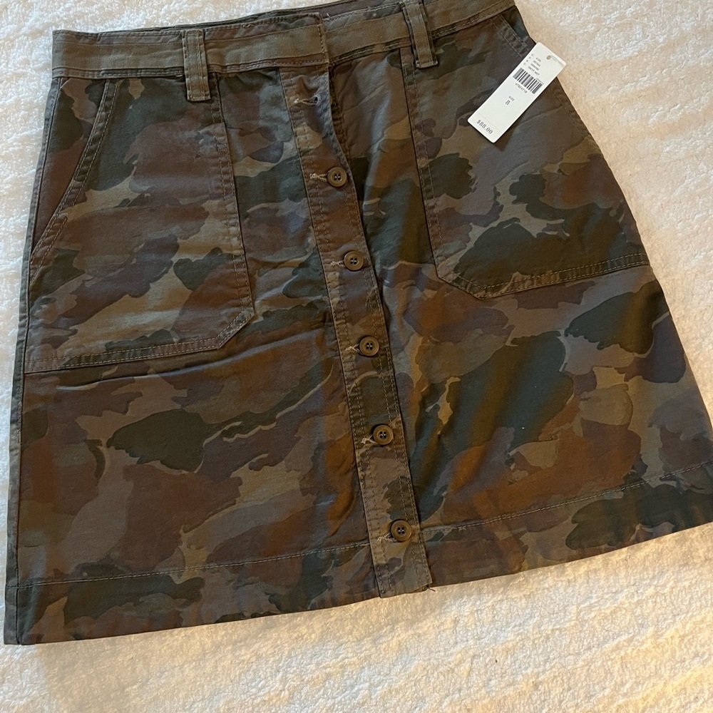 Anthropologie Camouflage Button-Front Skirt